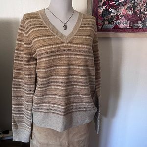 Brooks Brothers Tan Wool V-Neck Sweater